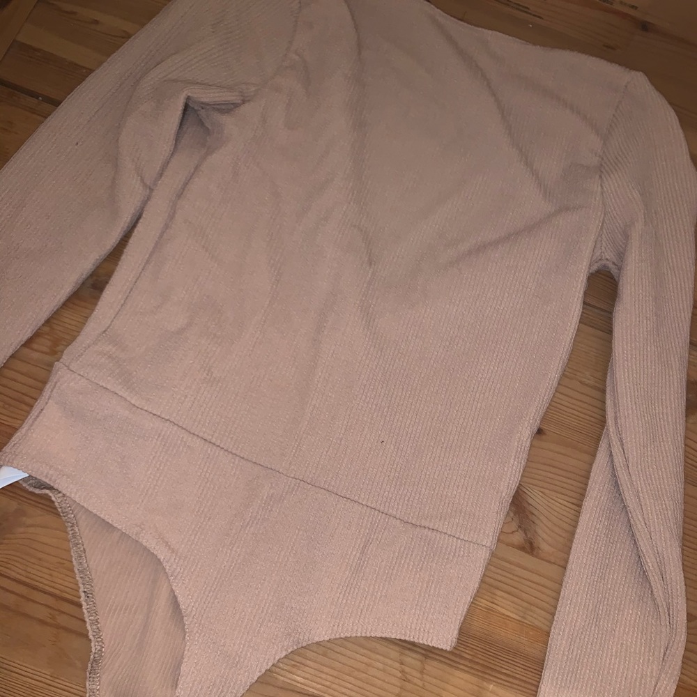 Brushed Ribbed Wrap Over Long Sleeve Body